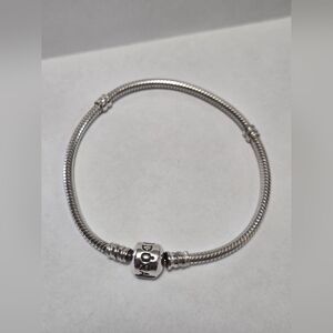 Pandora Silver Snake Chain Bracelet with Logo Barrel Clasp